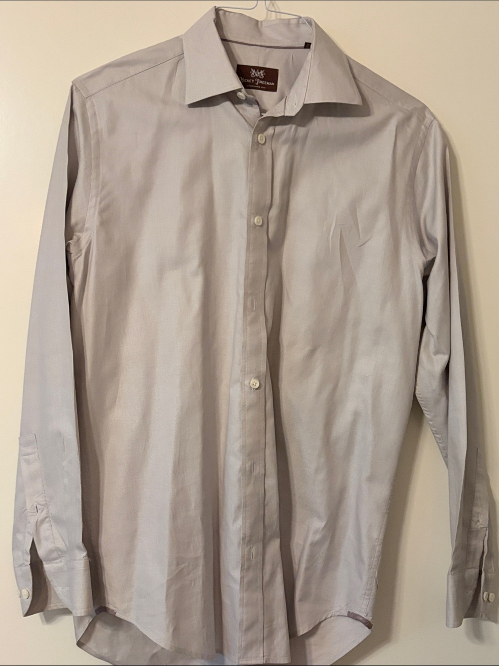 Hickey Freeman Men's Light Gray Dress Shirt